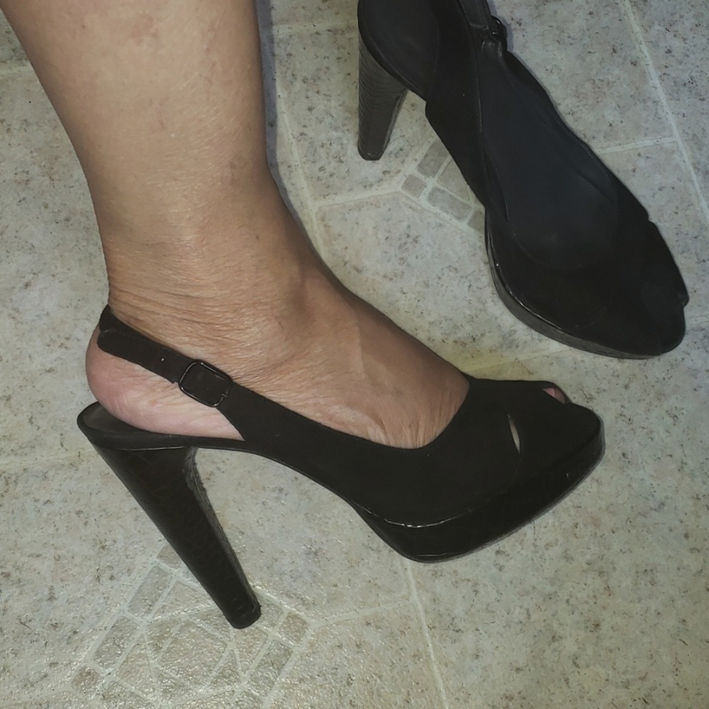 Stuart Weitzman Black Peep Toe Platforms - image 2